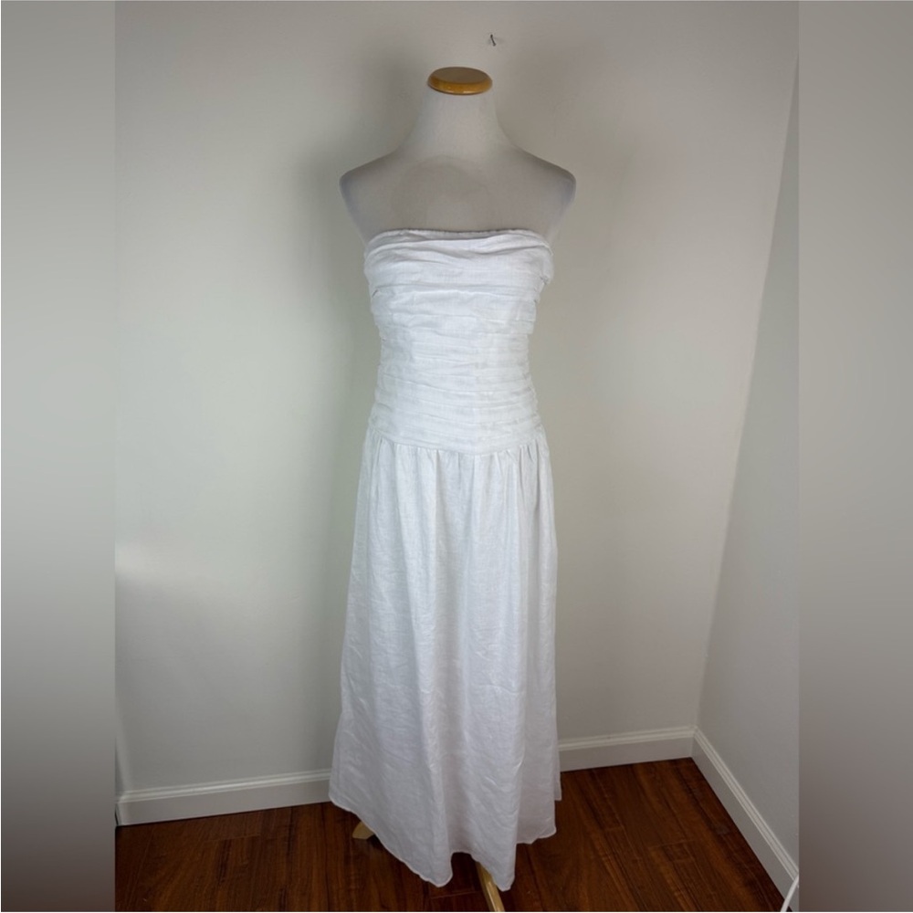 NWT DISSH Catania White Linen Strapless Dress Size 4